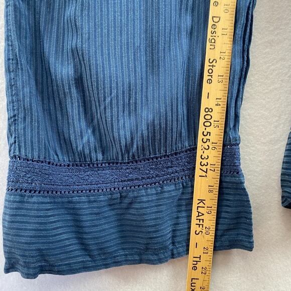 LUCKY BRAND Jumpsuit XS Indigo Striped Culotte V Neck Tie-Waist Cropped Blue - Picture 14 of 15